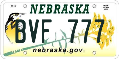 NE license plate BVF777