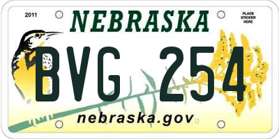NE license plate BVG254