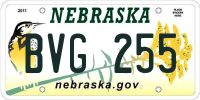 NE license plate BVG255