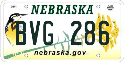 NE license plate BVG286
