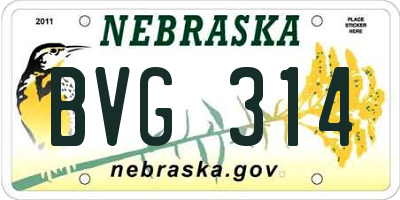 NE license plate BVG314