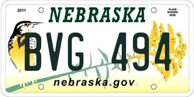 NE license plate BVG494