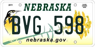 NE license plate BVG598