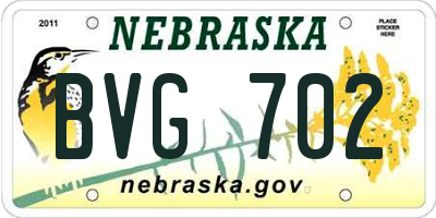 NE license plate BVG702