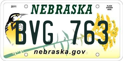NE license plate BVG763