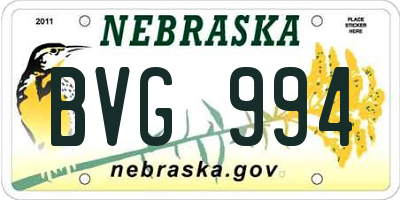 NE license plate BVG994