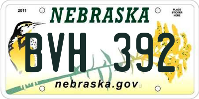 NE license plate BVH392