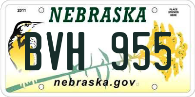 NE license plate BVH955