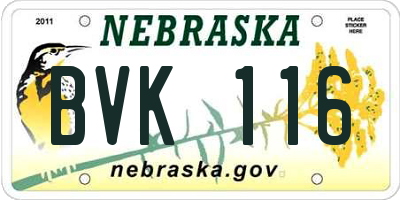 NE license plate BVK116