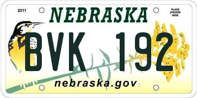 NE license plate BVK192