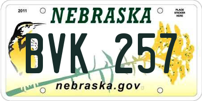NE license plate BVK257