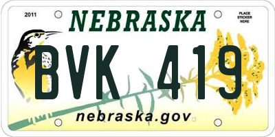 NE license plate BVK419