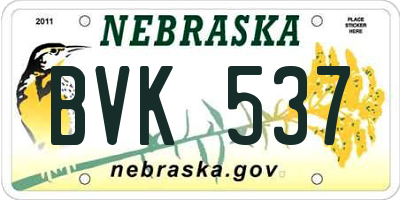 NE license plate BVK537