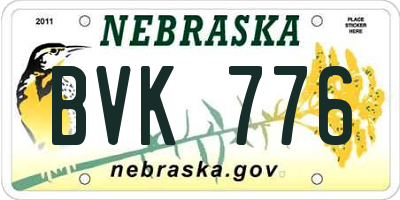 NE license plate BVK776
