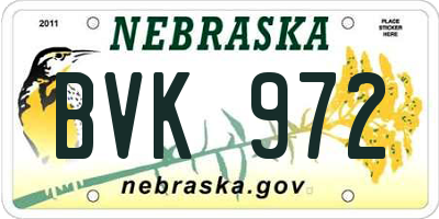 NE license plate BVK972