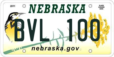 NE license plate BVL100
