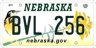 NE license plate BVL256