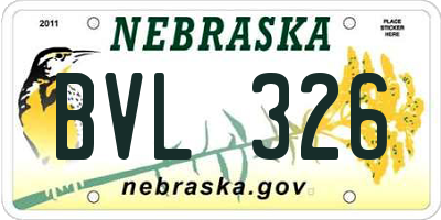 NE license plate BVL326