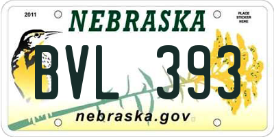 NE license plate BVL393