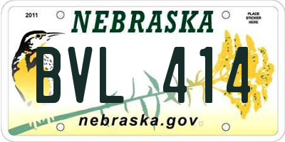NE license plate BVL414