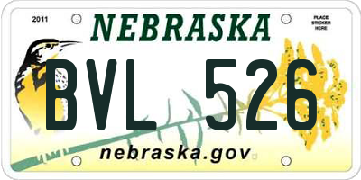 NE license plate BVL526