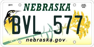 NE license plate BVL577