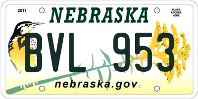 NE license plate BVL953