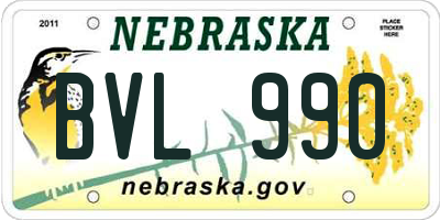 NE license plate BVL990
