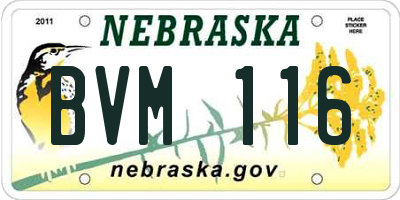 NE license plate BVM116