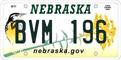 NE license plate BVM196