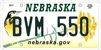 NE license plate BVM550