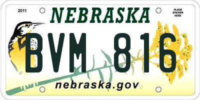 NE license plate BVM816