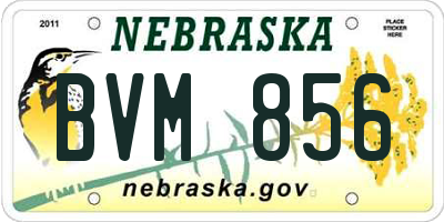 NE license plate BVM856