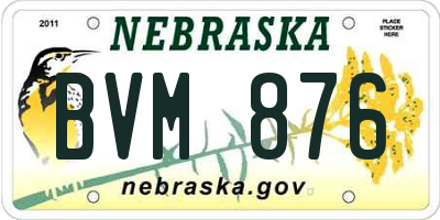 NE license plate BVM876