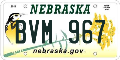 NE license plate BVM967