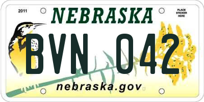 NE license plate BVN042