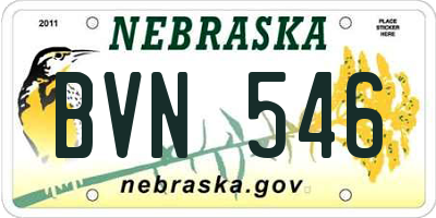 NE license plate BVN546