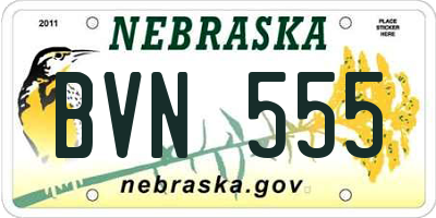 NE license plate BVN555