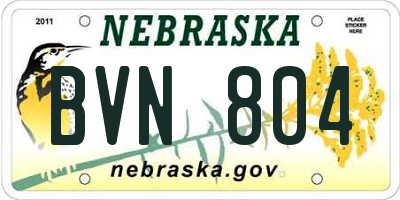 NE license plate BVN804