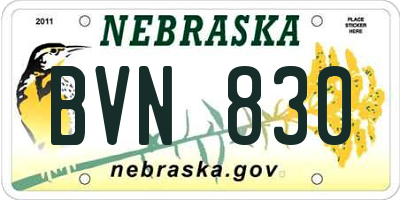 NE license plate BVN830