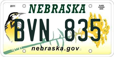 NE license plate BVN835