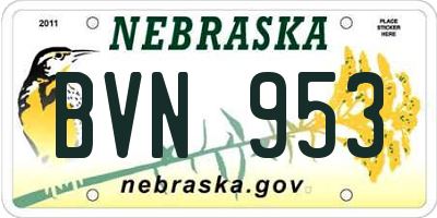 NE license plate BVN953