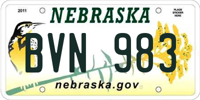 NE license plate BVN983