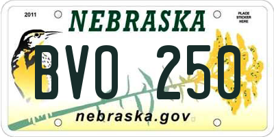 NE license plate BVO250