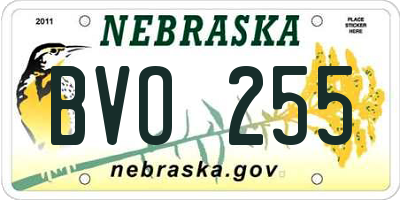 NE license plate BVO255