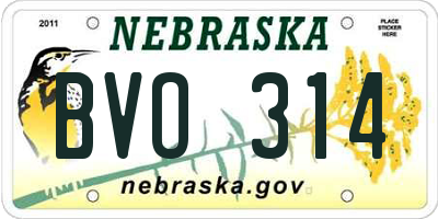 NE license plate BVO314