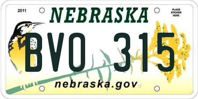 NE license plate BVO315