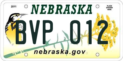 NE license plate BVP012