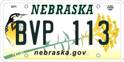 NE license plate BVP113