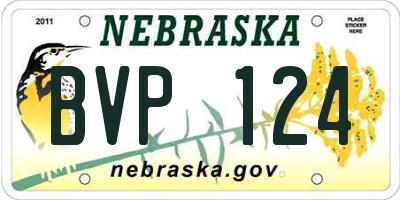 NE license plate BVP124